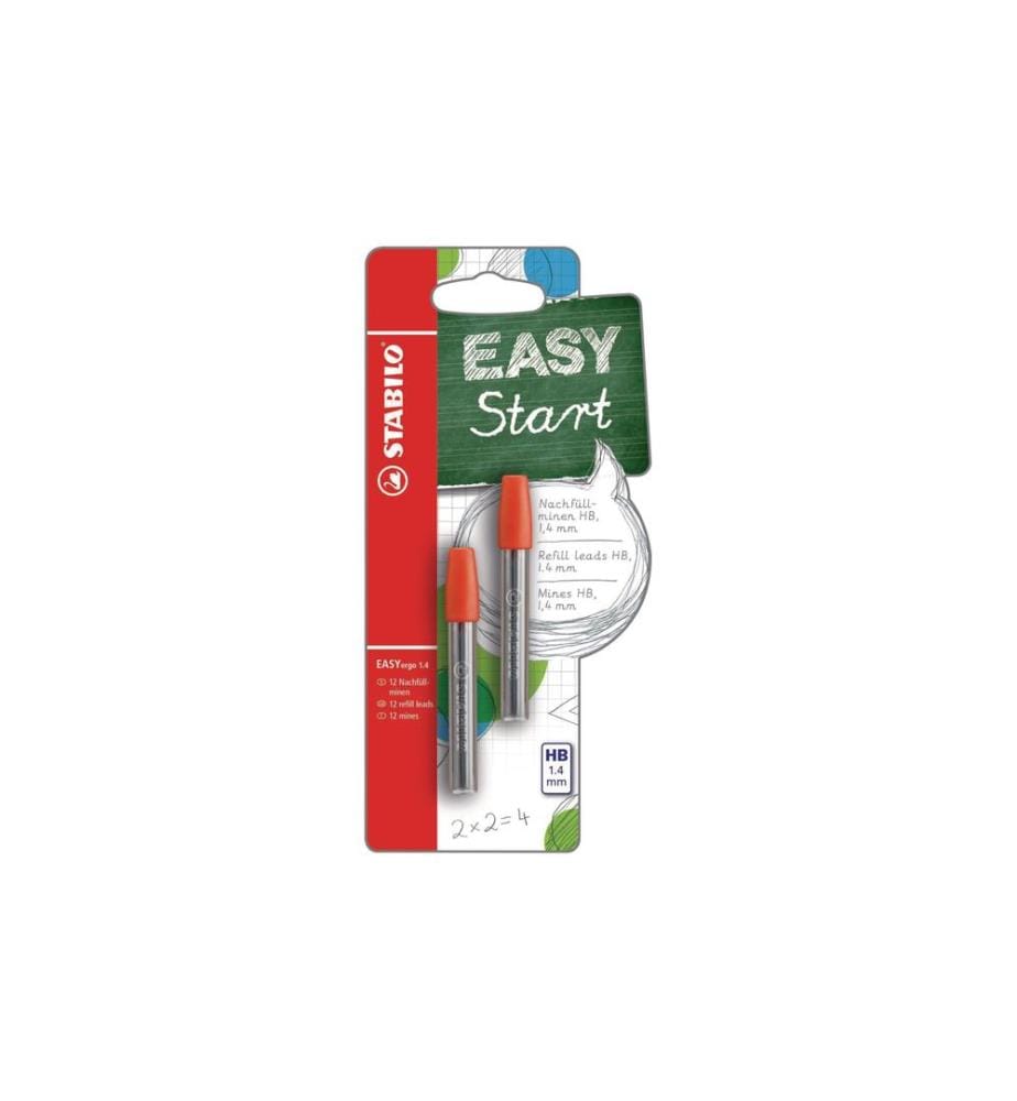 STABILO - Mine de crayon EASYergo 1.4 Start 2 x Noir, 1-2 mm
