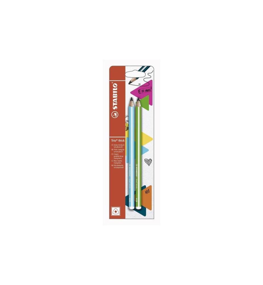 STABILO - Crayon Trio épais HB, bleu clair/vert