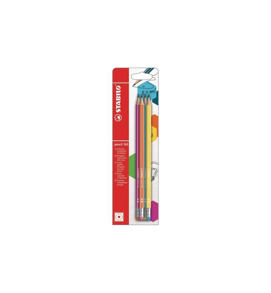 STABILO - Crayon 160 HB Lot de 4 avec gomme