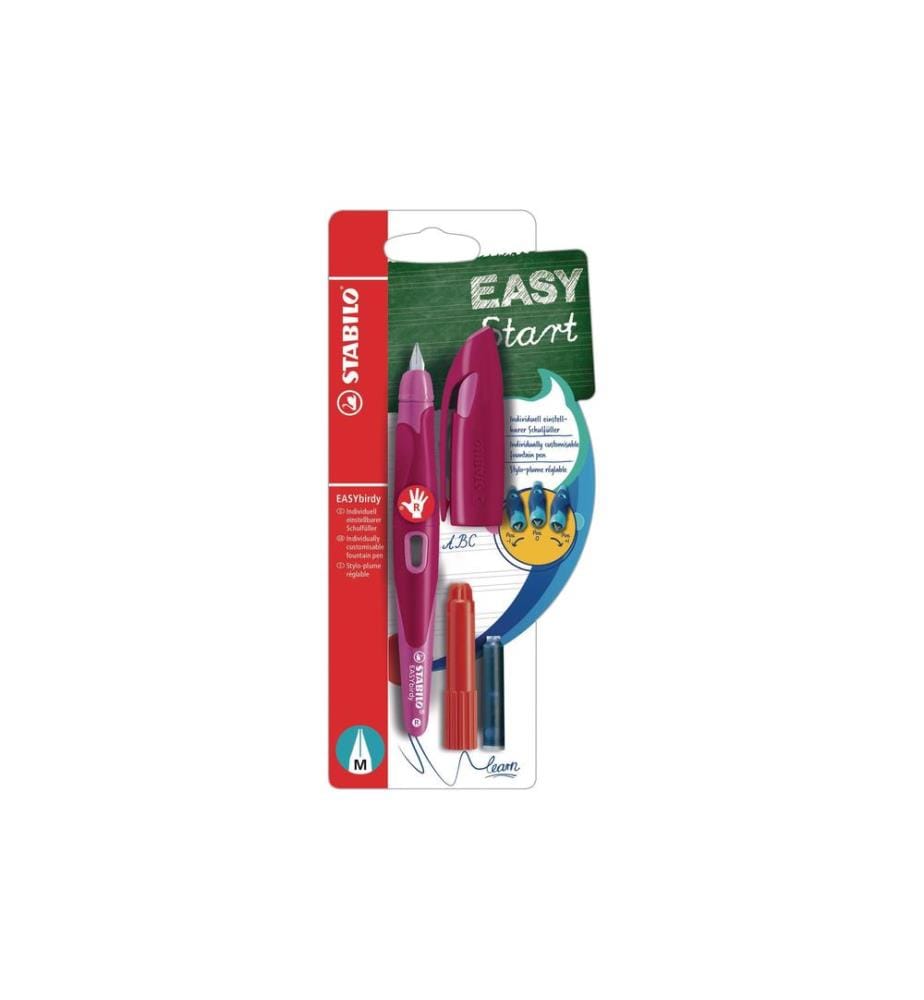 STABILO - Stylo plume Easybirdy moyen (M), Droitier, Rose