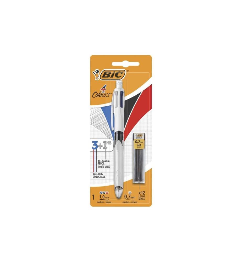 BIC - Stylo à bille multicolore 4 Colours 3+1 HB 0.4 mm