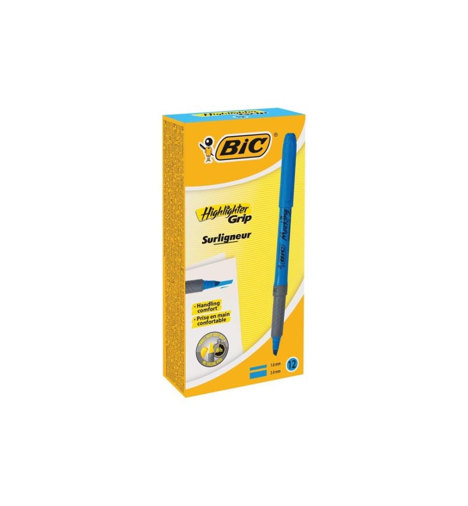BIC - Surligneur Brite Liner Grip 12 pièces, Bleu