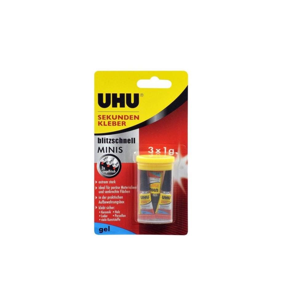 UHU - Colle instantanée Minis en gel 3 Pièce/s, Transparent