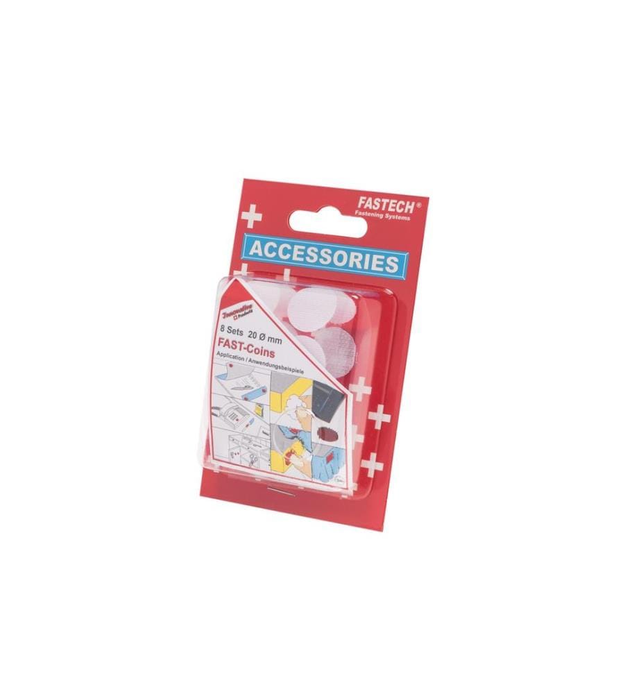 FASTECH - Points auto-agrippants 20 mm auto-adhésif blanc, 8 paires