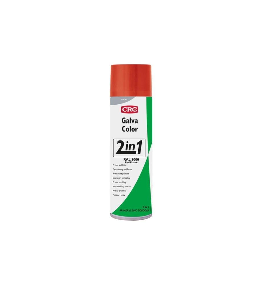 CRC - Protection contre la corrosion GalvaColor 2en1, 3000 Rouge feu 500 ml