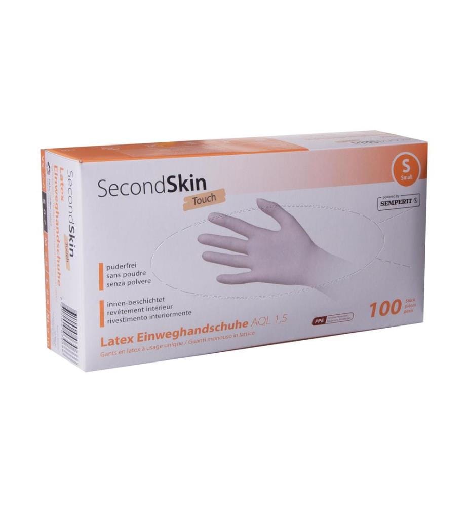 SECONDSKIN - Gant jetable Latex Touch S, Beige, 100 Pièce/s