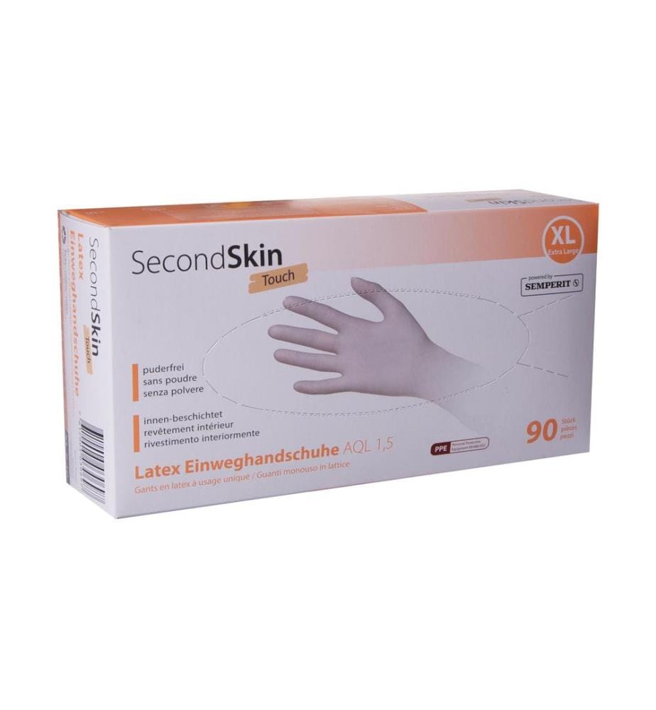 SECONDSKIN - Gant jetable Latex Touch XL, Beige, 90 Pièce/s