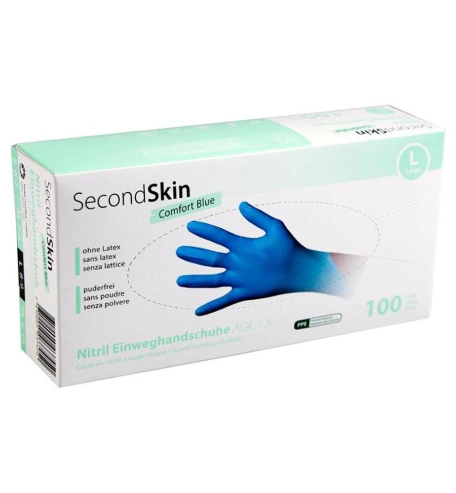 SECONDSKIN - Gant jetable Nitril Comfort L, Bleu, 100 Pièce/s