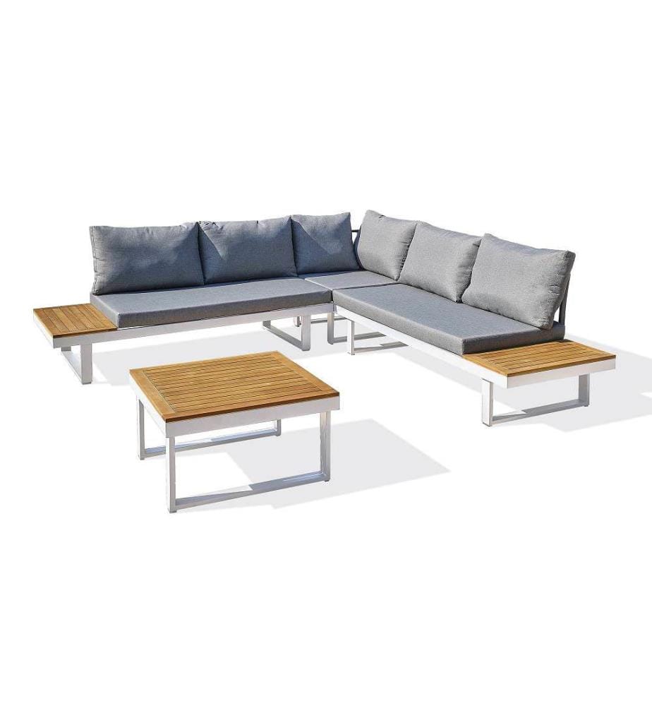 Salon de Jardin Miyako 5 Places en Aluminium et Acacia