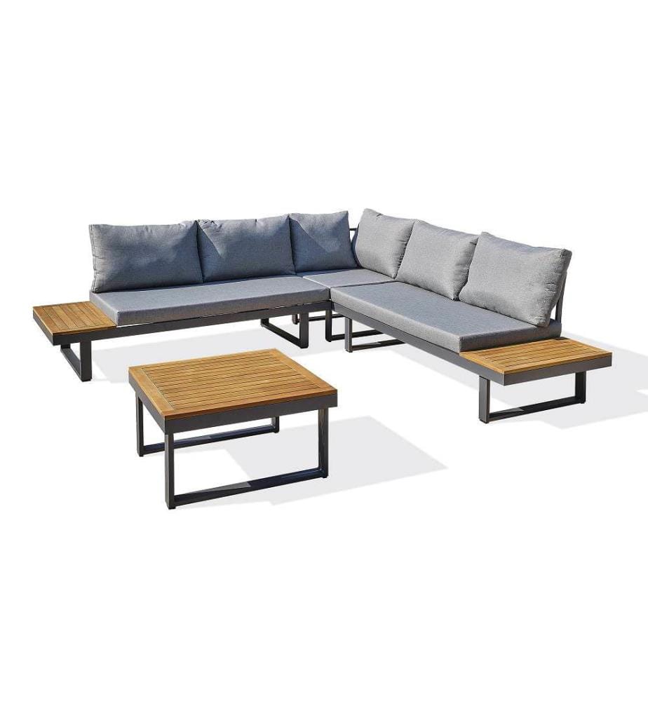 Salon de Jardin Miyako 5 Places en Aluminium et Acacia