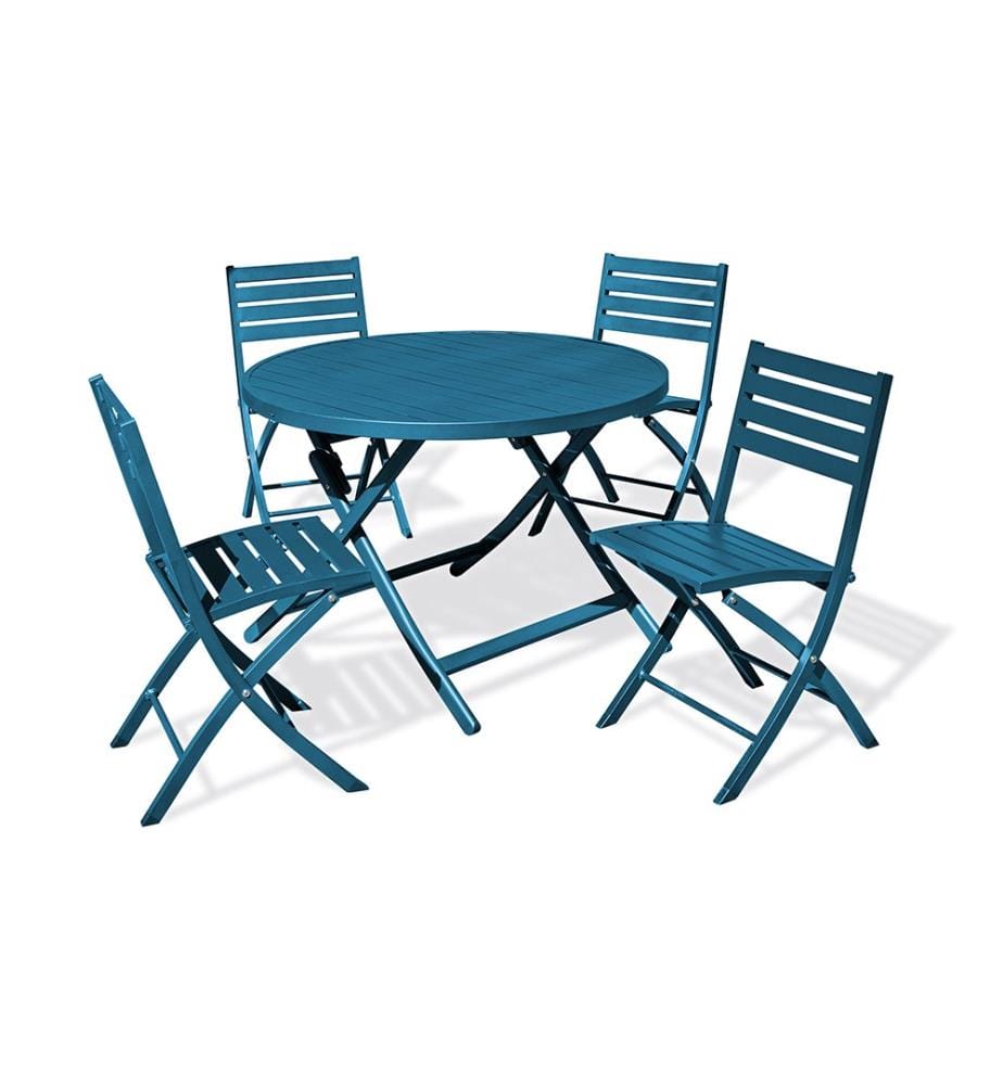 Ensemble Marius Table de Jardin Pliante et 4 Chaises Pliantes - 5 Pièces - Canard