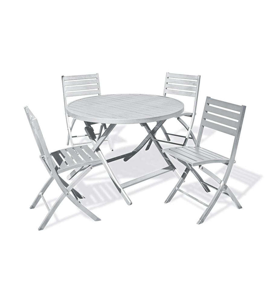 Ensemble Marius Table de Jardin Pliante et 4 Chaises Pliantes - 5 Pièces - Gris