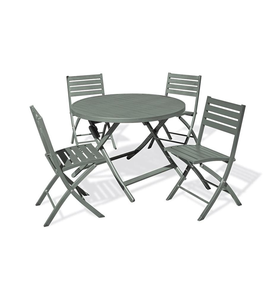 Ensemble Marius Table de Jardin Pliante et 4 Chaises Pliantes - 5 Pièces - Vert Kaki