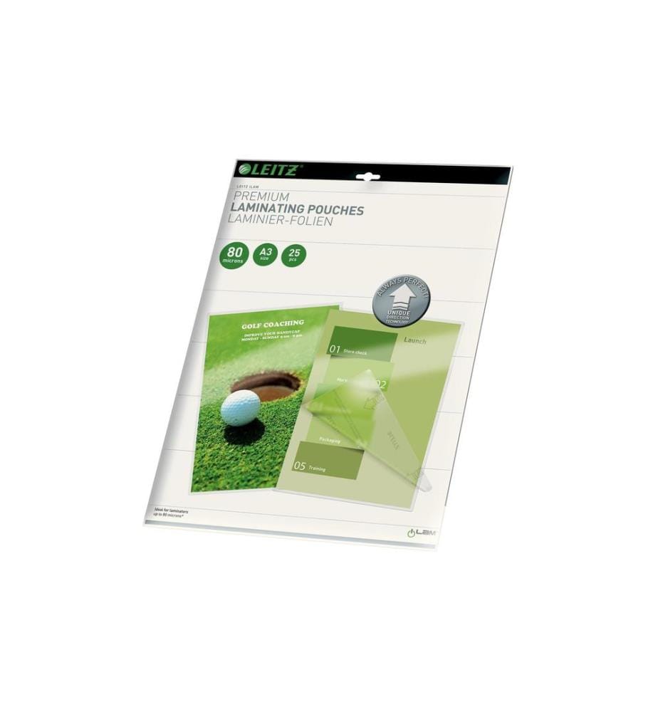 LEITZ - Film laminé Premium A3, 80 µm, 25 pièces, brillant