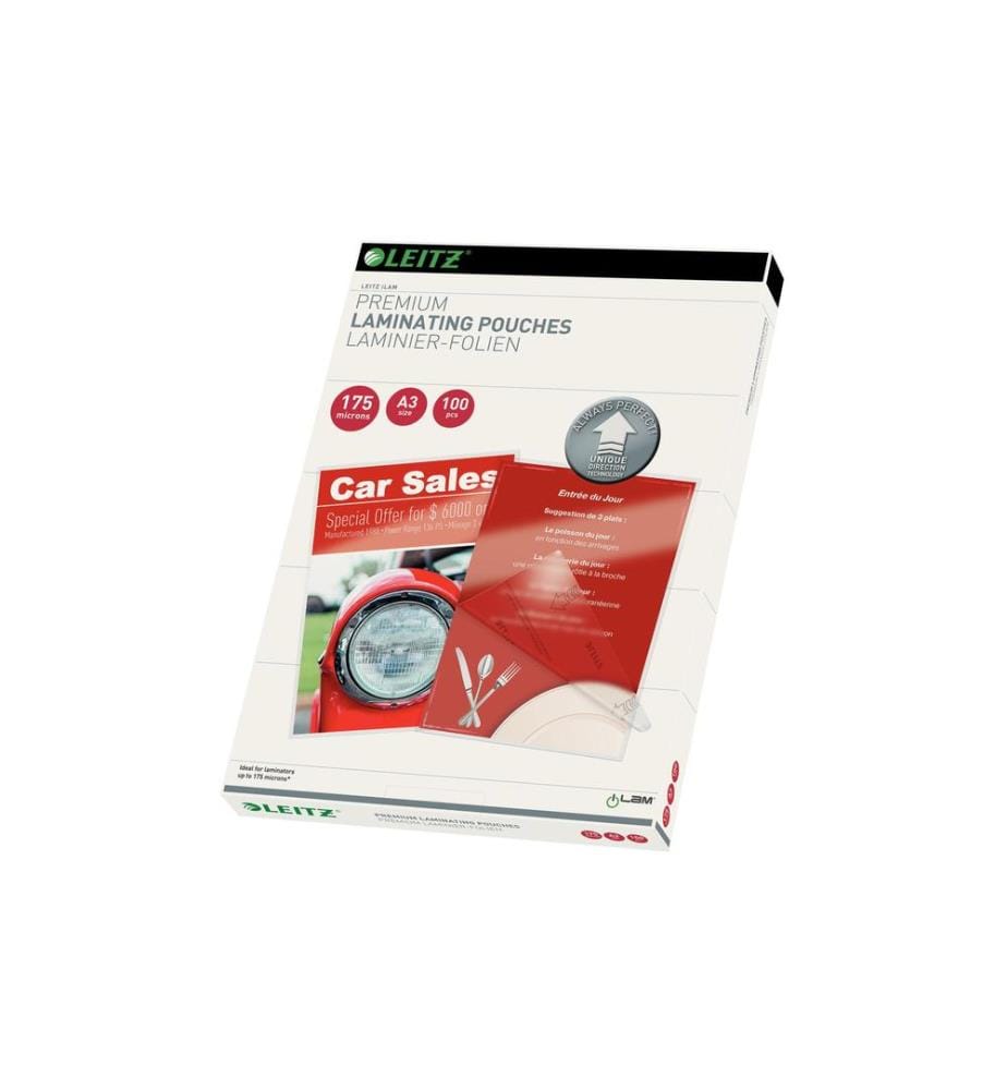 LEITZ - Film laminé Premium A3, 175 µm, 100 pièces, brillant