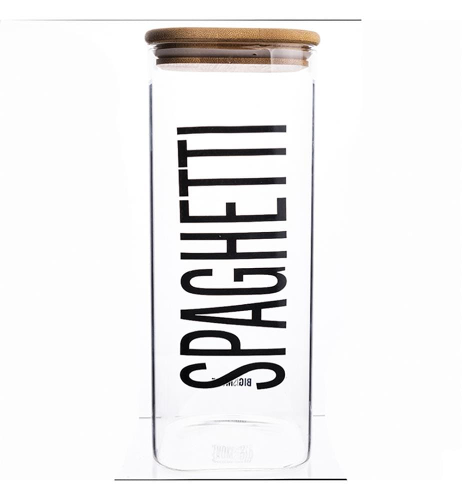 Bigismore Verre/Bambou Pot à Spaghetti 1.92L - Transparent et Bois Naturel