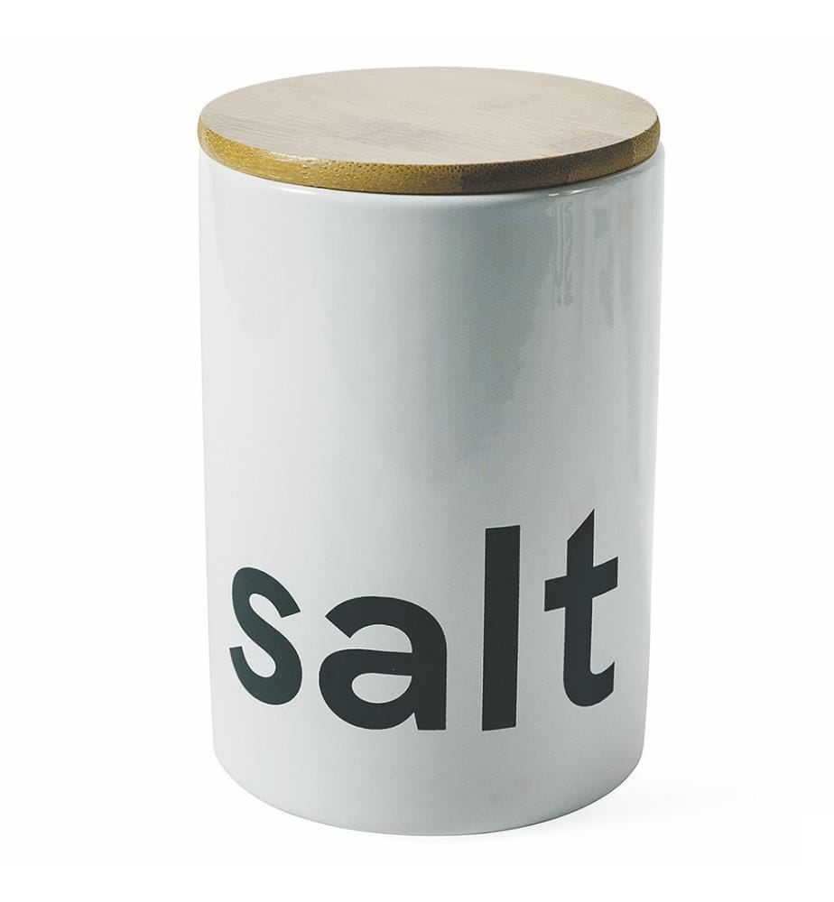 Pot à sel en bambou blanc 750ml - Blanc et noir