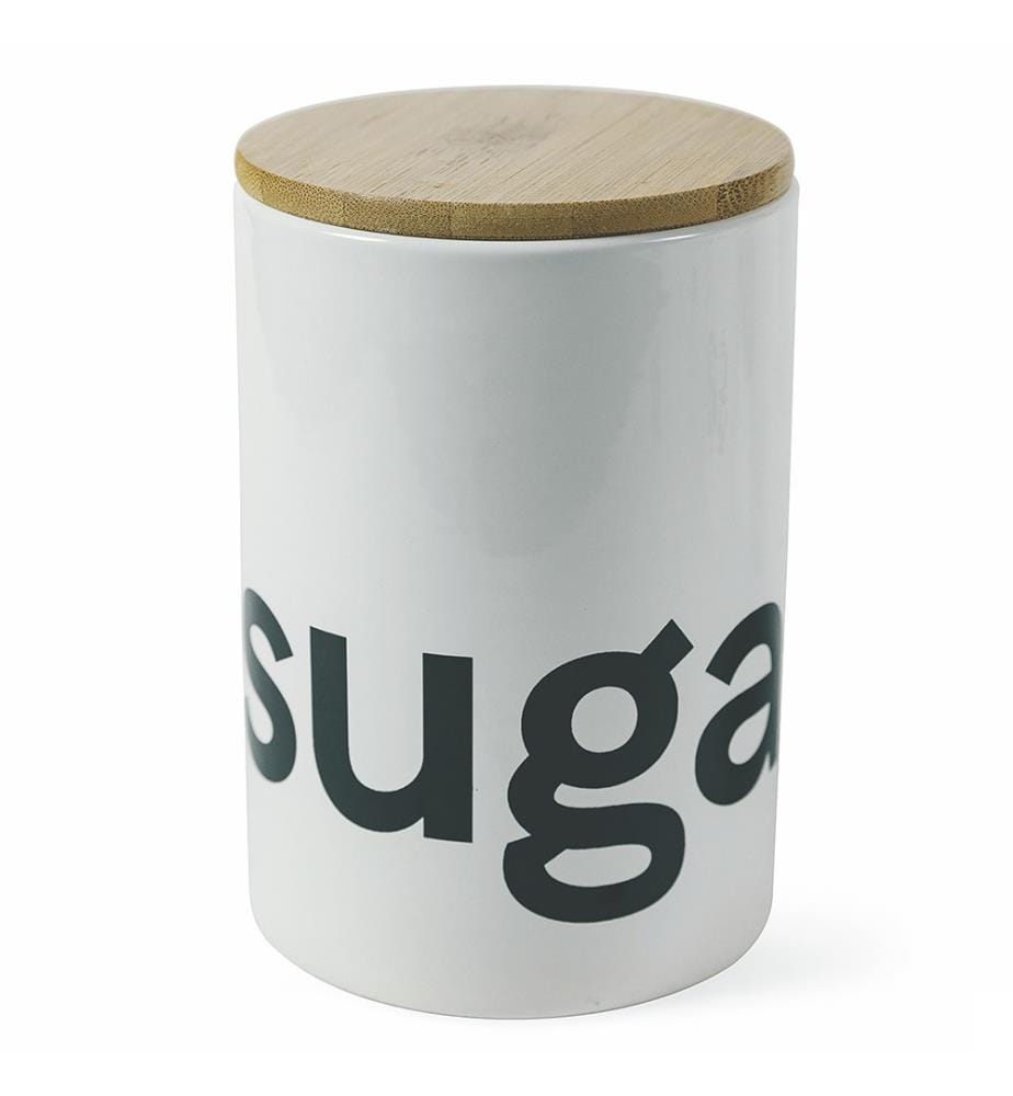 Sucrier blanc en bambou 750ml - Blanc et noir
