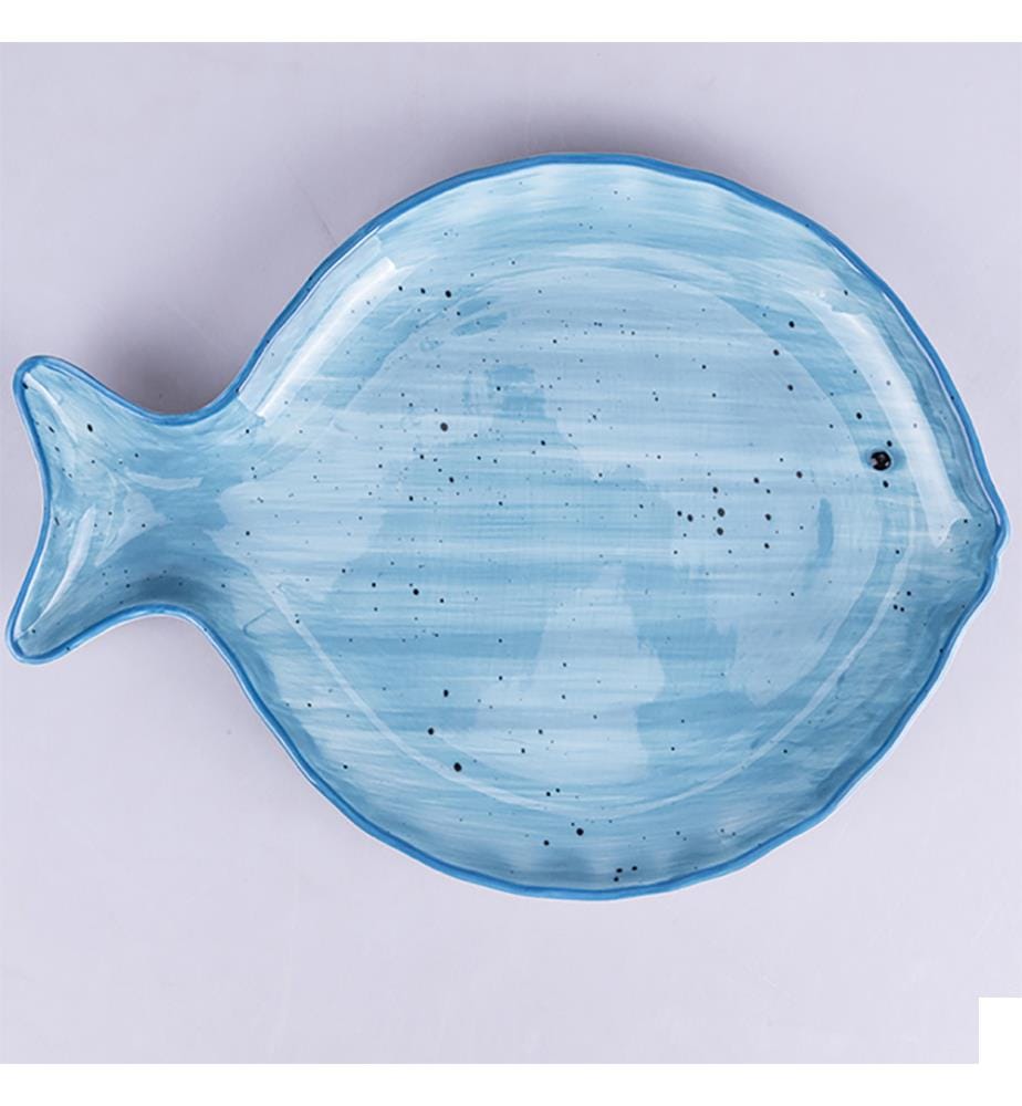 Assiette bleue à poisson 30x22.2Cm - Azure