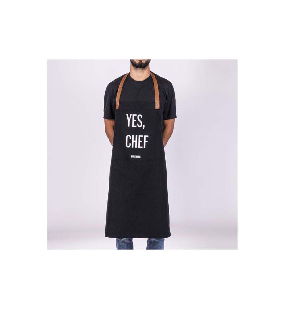 Bigismore Tablier de cuisine Yes Chef - Noir + Blanc