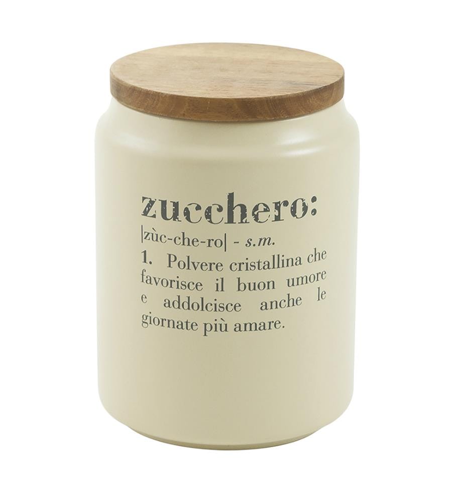 Bocal Zucchero Victionary avec couvercle en bambou - Beige