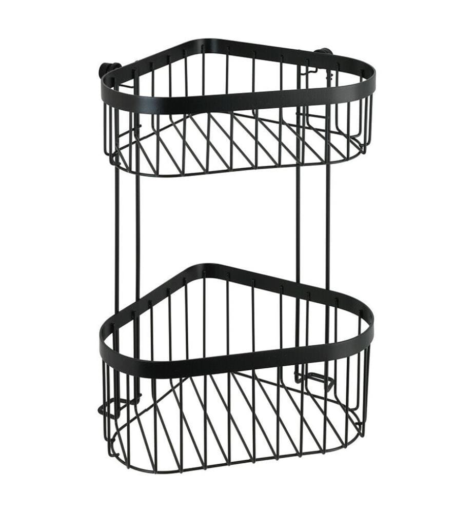 Étagère d‘angle à 2 niveaux Classic Plus noir, avec protection antirouille