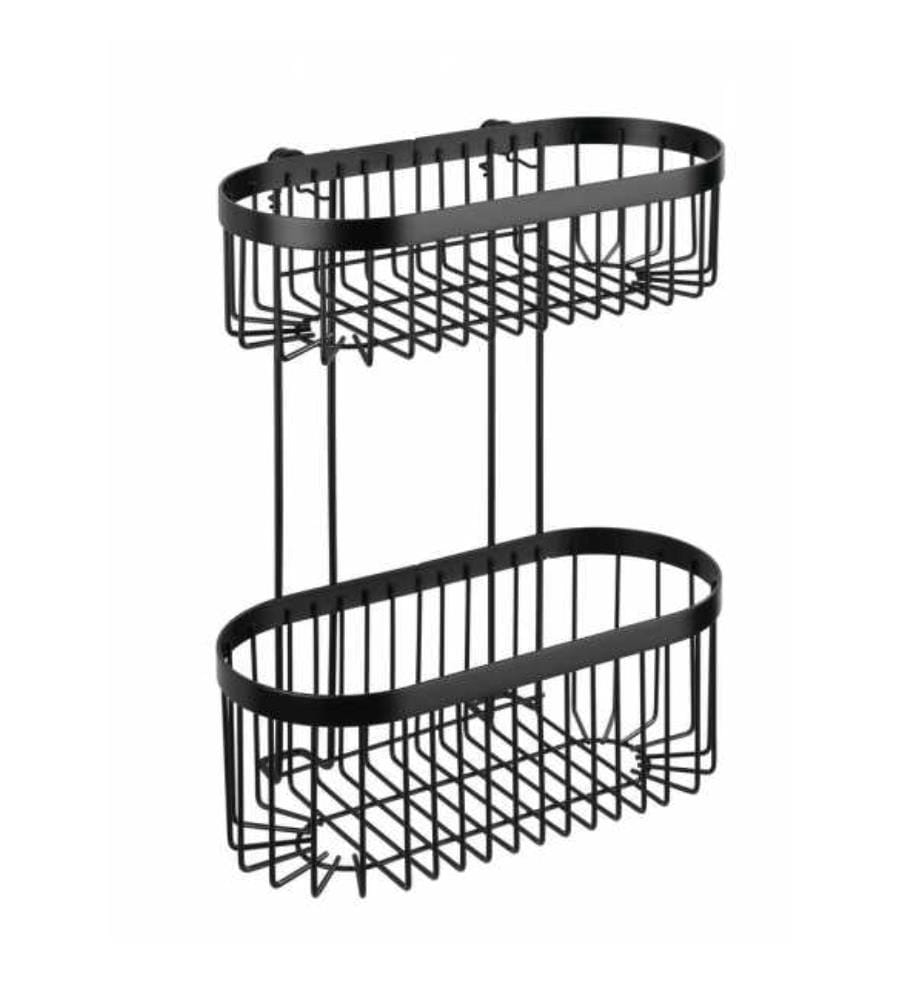 Étagère murale à 2 niveaux Classic Plus noir, avec protection antirouille
