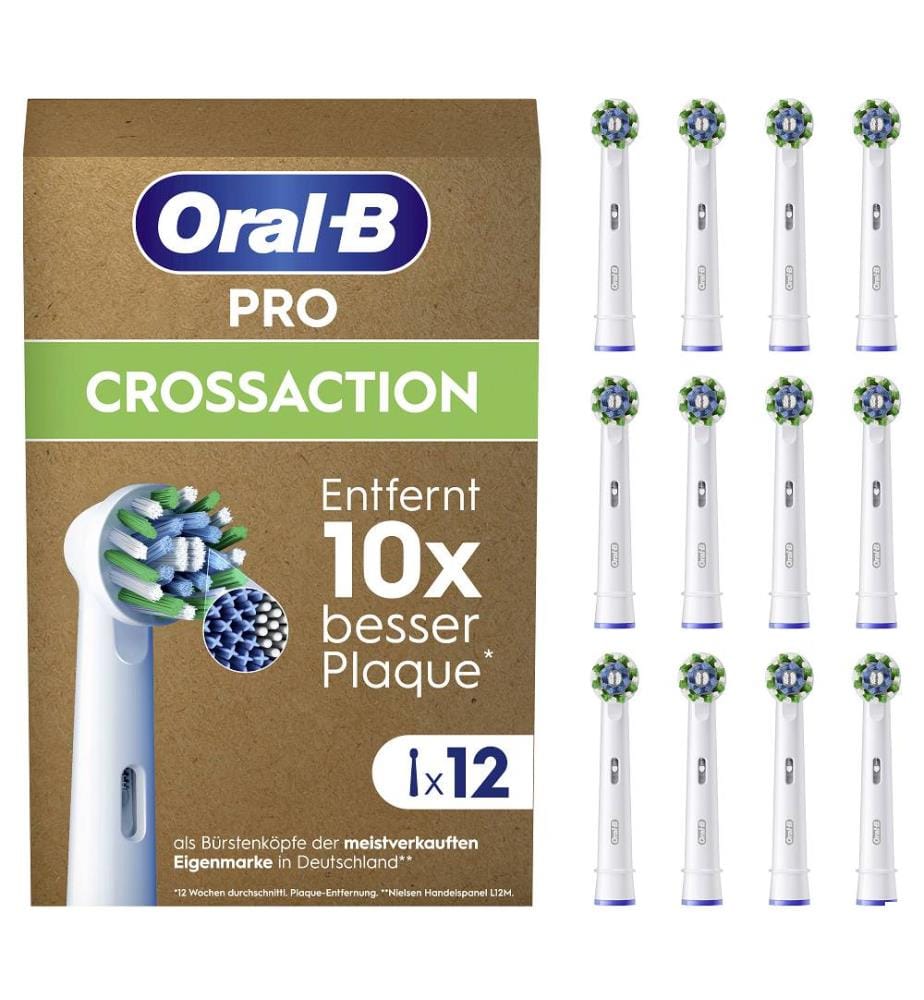 Lot de 12 Têtes de Brosse à Dents CrossAction - White