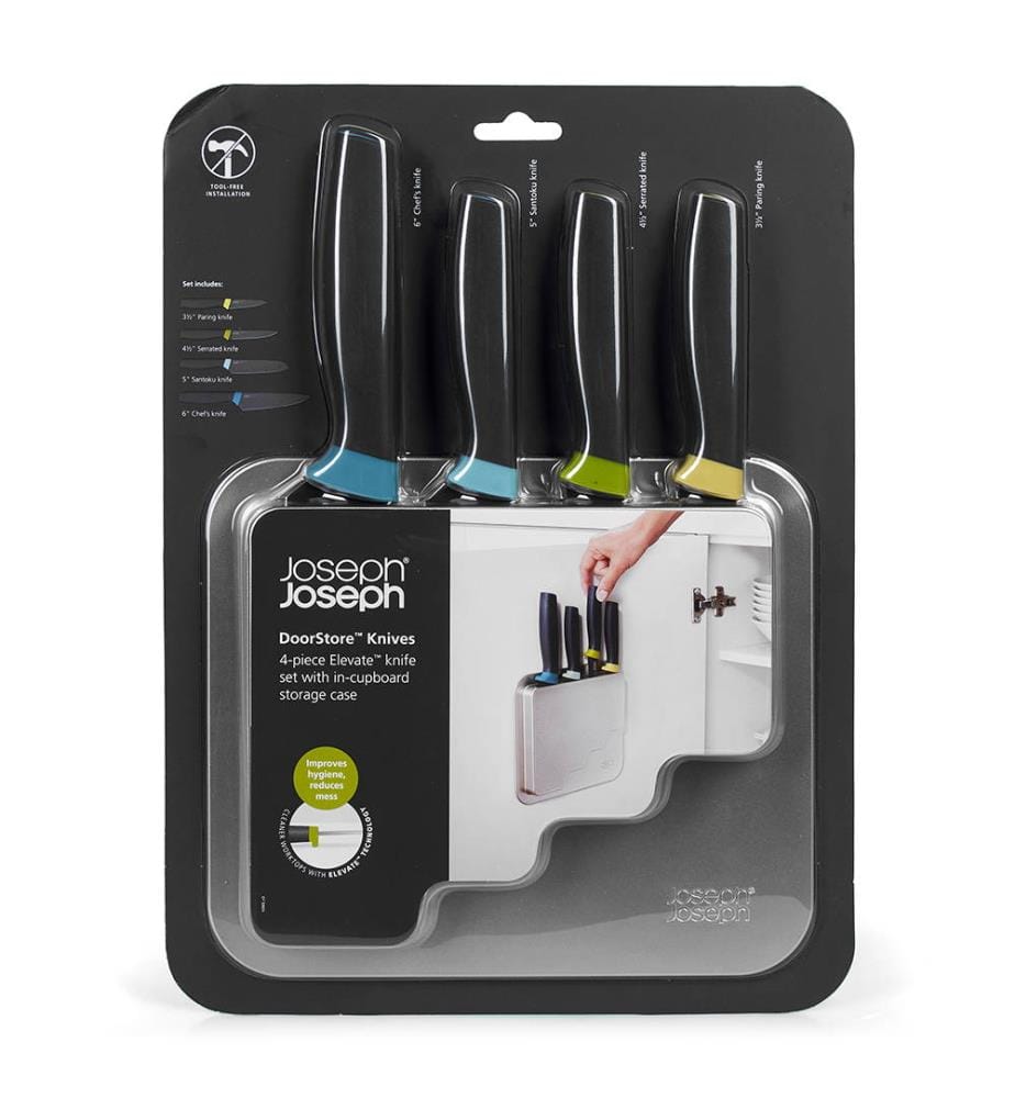 Set de 4 Couteaux Elevate + Etui de Rangement Astucieux - Noir