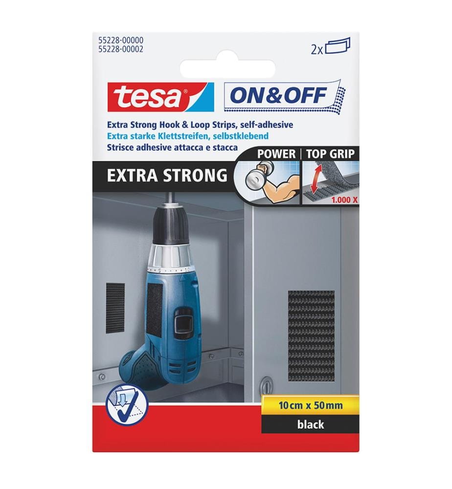 Bandes auto-agrippantes extra-fortes Noir, 5 cmx10 cm