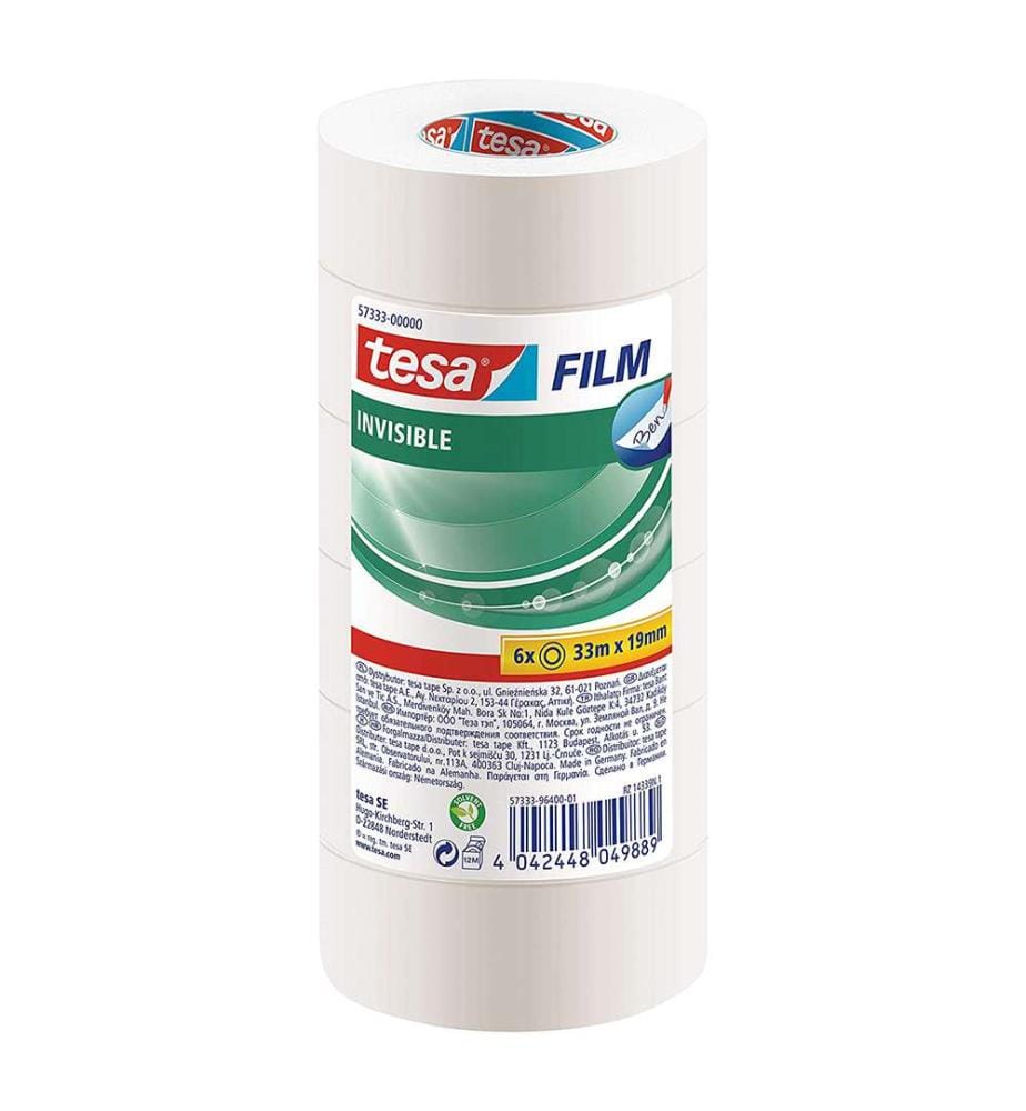 Film Ruban adhésif invisible, 6 x 33 m x 19 mm - Transparent