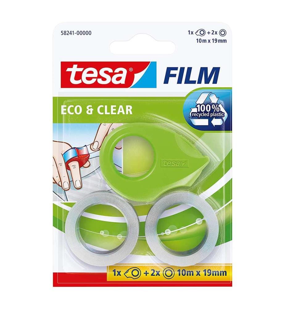 Film Mini Dispenser ecoLogo® lightgreen + 2x eco+clear 10 m x 19 mm - Vert
