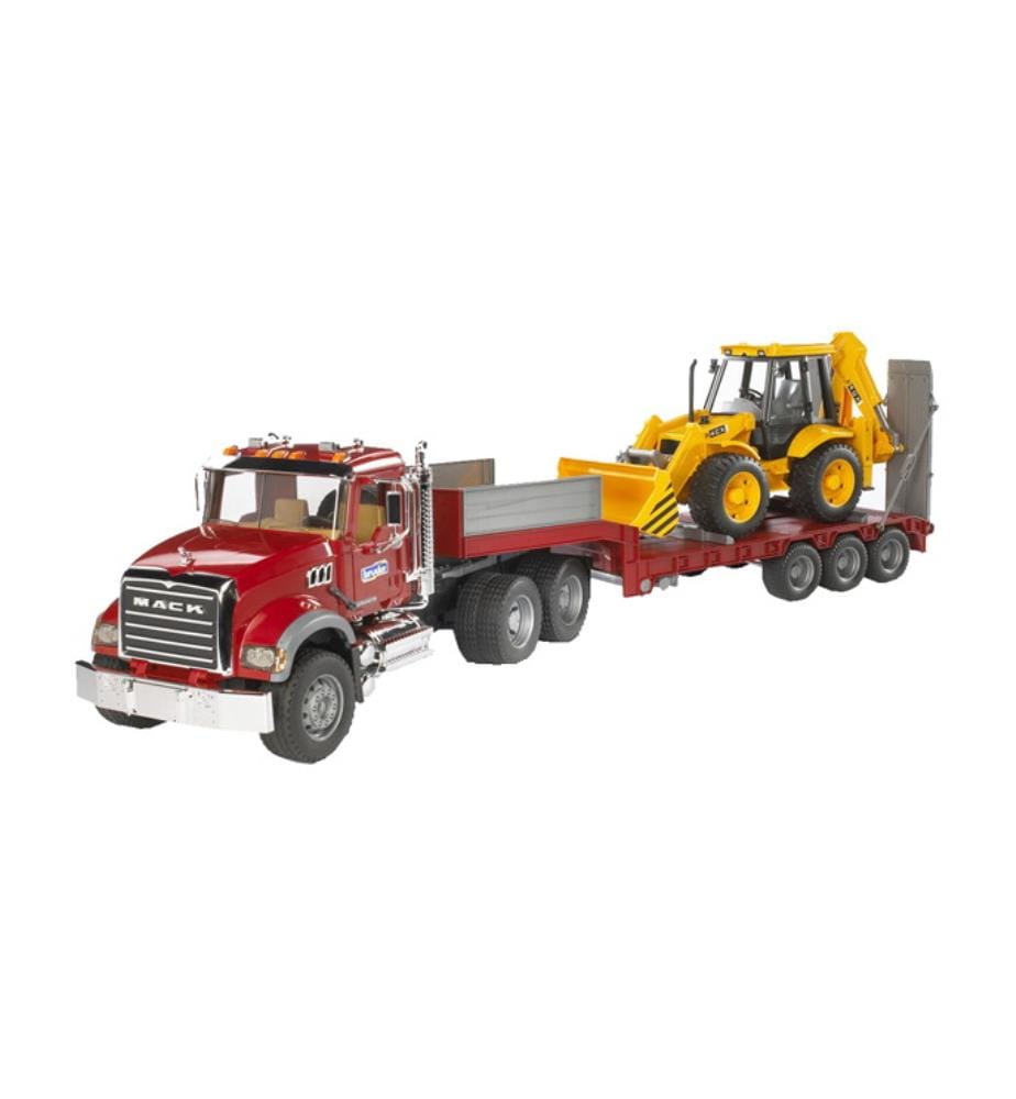 Camion Mack Granite avec Remorque Surbaissée Jcb 4Cx et Tractopelle Jcb, Série Pro