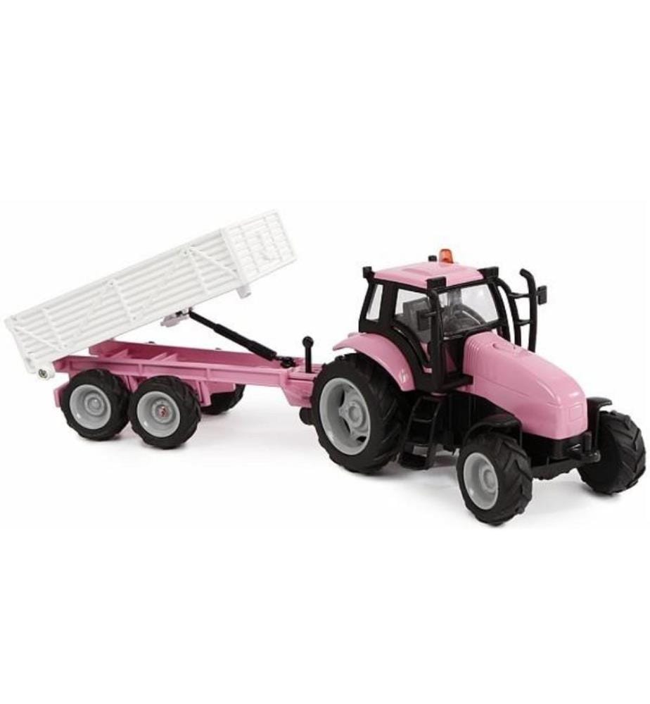 Tracteur avec remorque, pink, avec lumière et son