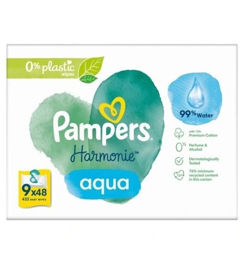 Harmonie Aqua - Lot de 9 paquets de 48 lingettes (432 lingettes au total)