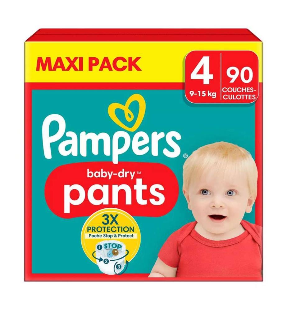 Baby-Dry Pants - Taille 4 (9-15 kg) - Lot de 90 couches