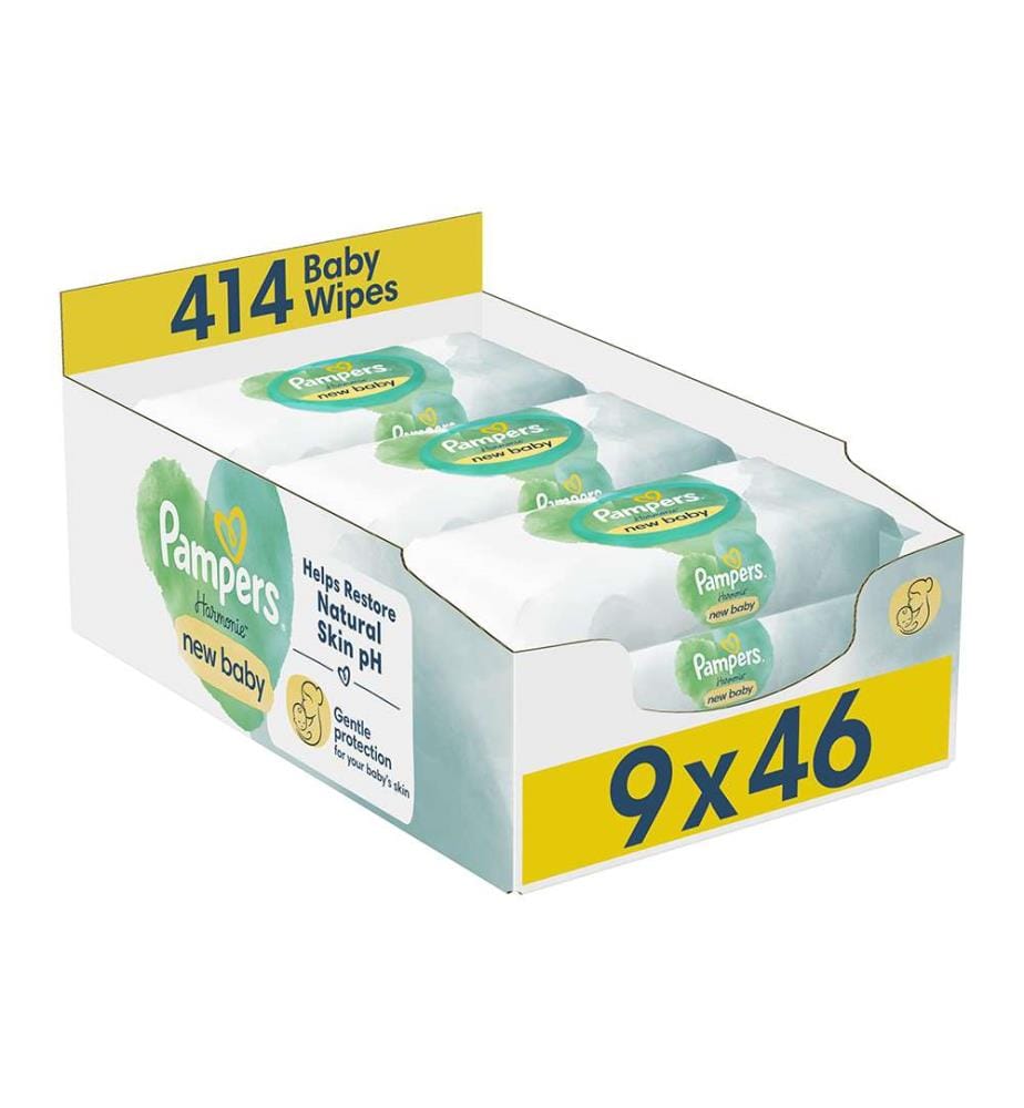 Harmonie New Baby - Lots de 9 paquets de 46 lingettes (414 lingettes au total)