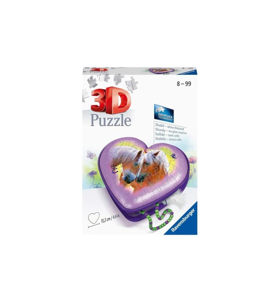 RAVENSBURGER - Puzzle en 3D Coffret à cœur Chevaux