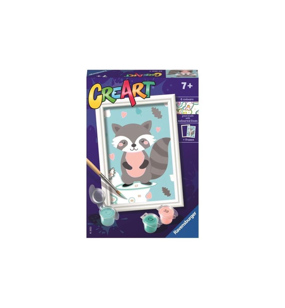 RAVENSBURGER - Kits de peinture CreArt: Cute Racoon