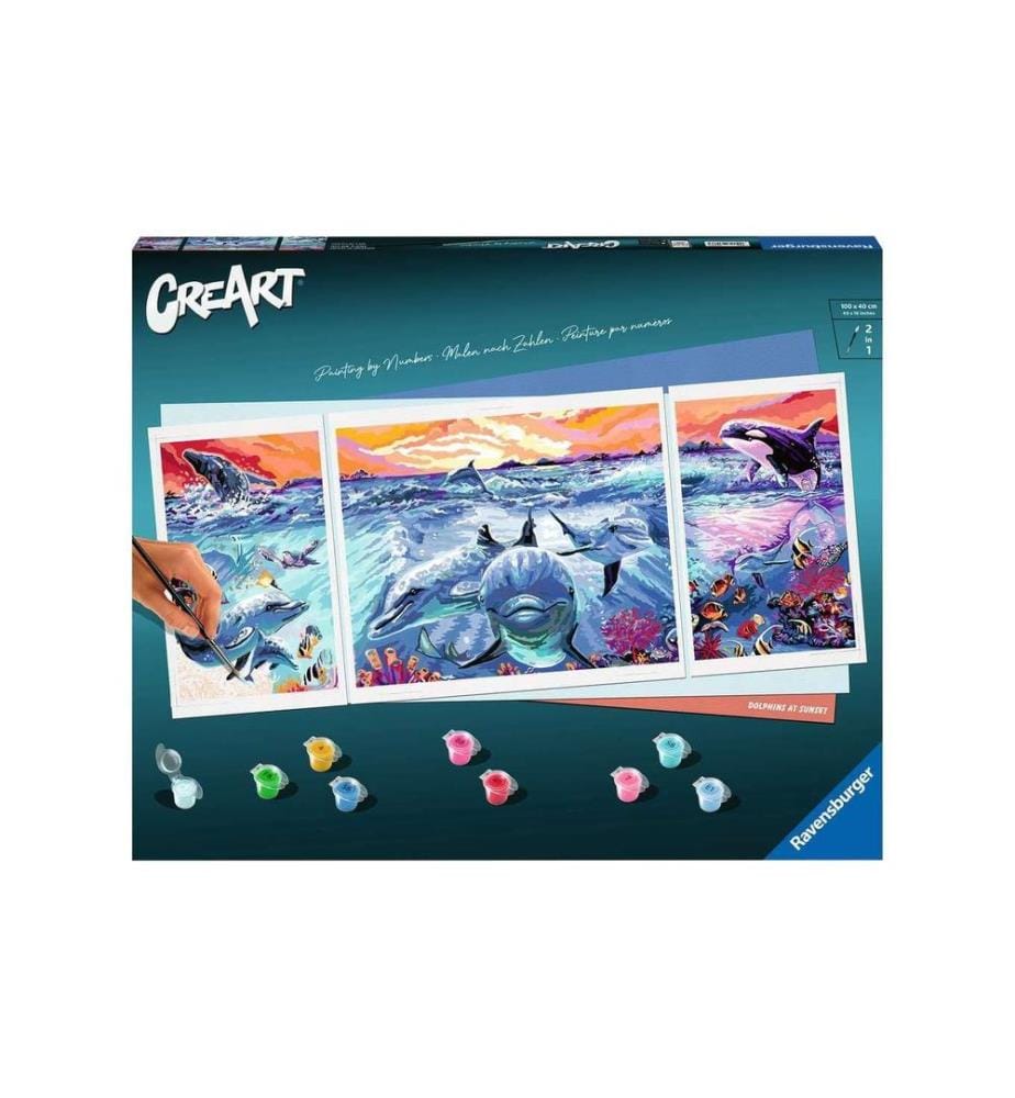 RAVENSBURGER - Peinture avec chiffres CreArt: Dolphins at Sunset