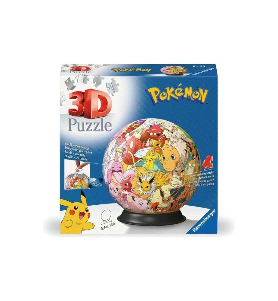 RAVENSBURGER - Puzzle en 3D Balle: Pokémon – Région de Kanto