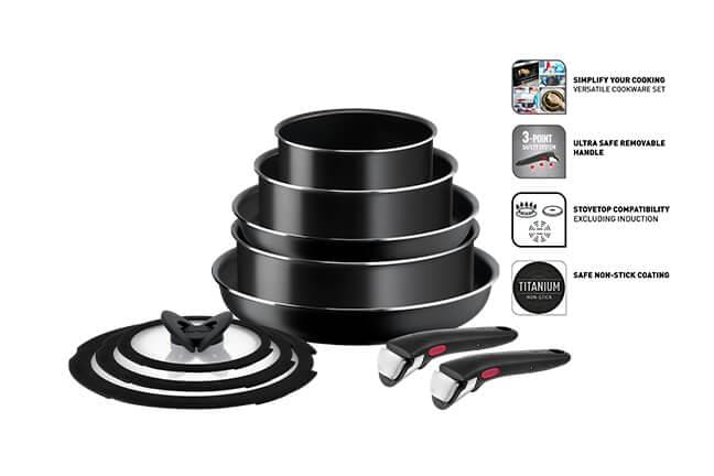 Batterie de Cuisine Ingenio Easy On 10 Pièces - Noir