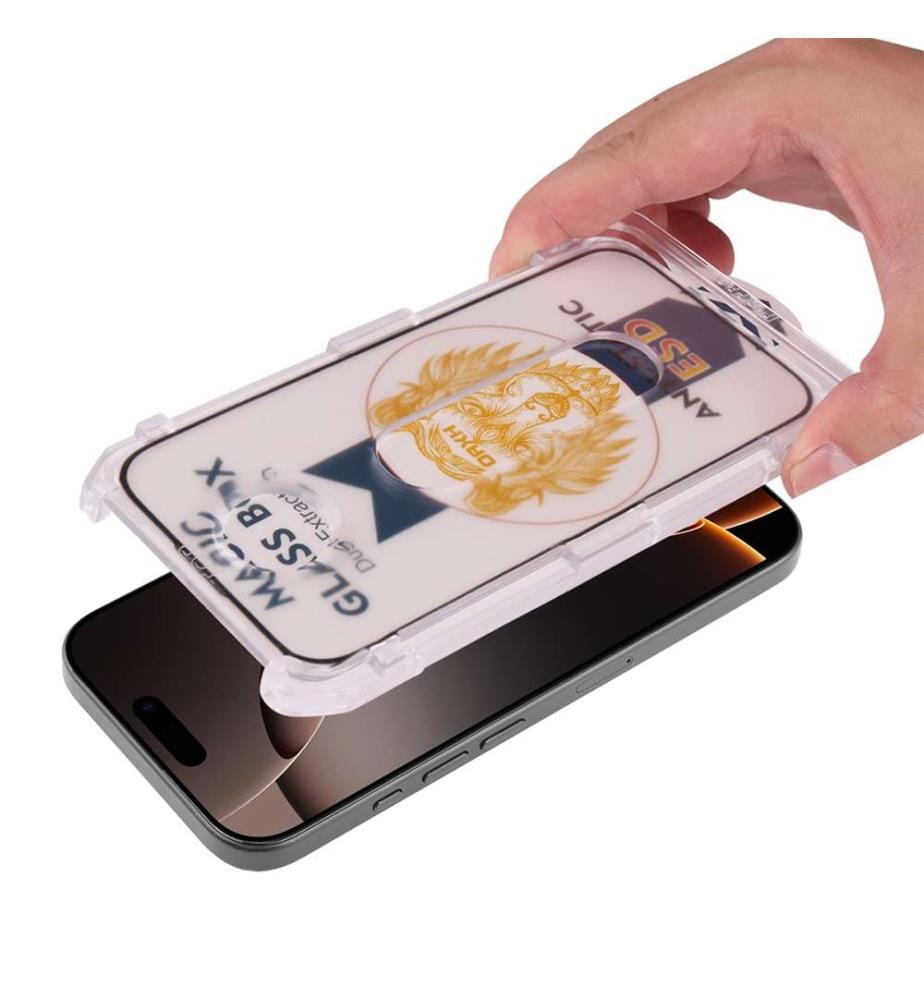 Film de Protection en Verre Trempé Compatible Iphone 16Pro Anti-Poussière, Sans Bulles et Haute Résistance - Transparent