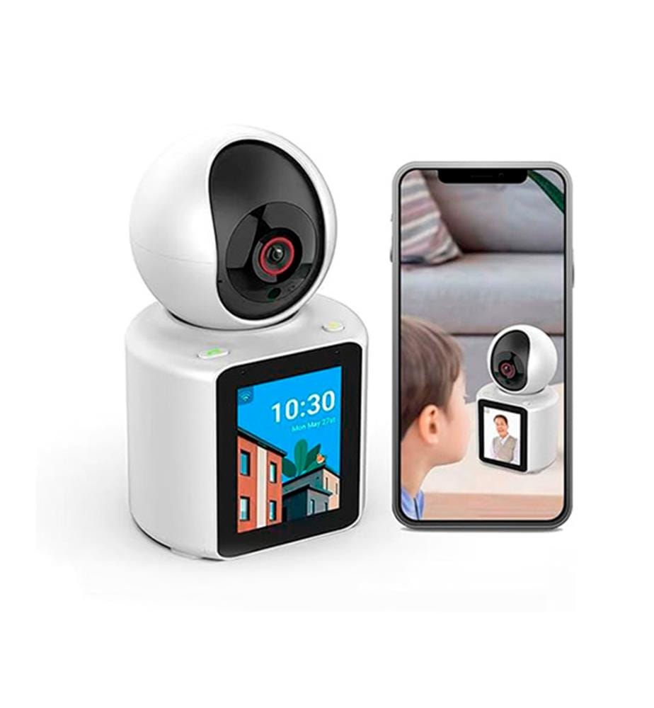 Caméra d'Appel Vidéo d'Intérieur Bidirectionnelle avec Écran HD - Blanc