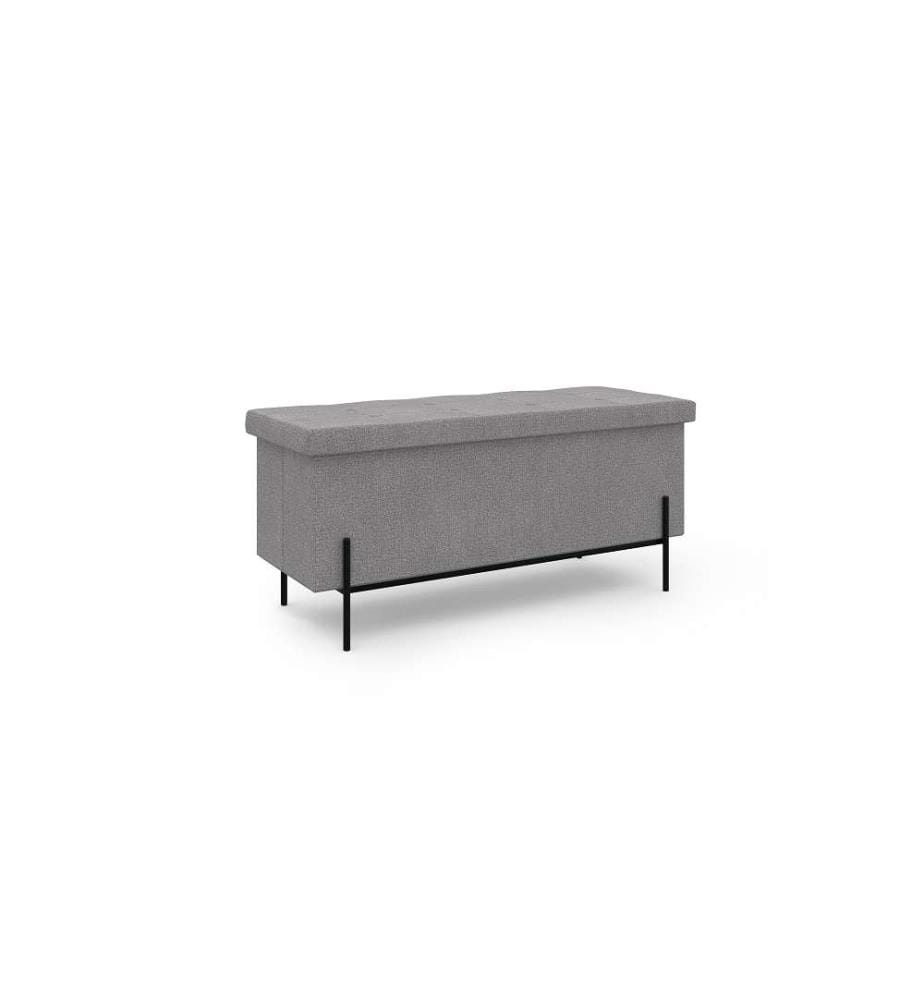 Banc coffre Loan en tissu - 100 cm - Gris