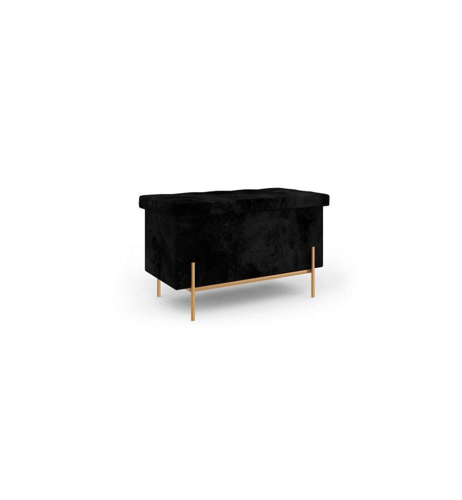 Banc coffre Loan en velours - 76 cm - Noir