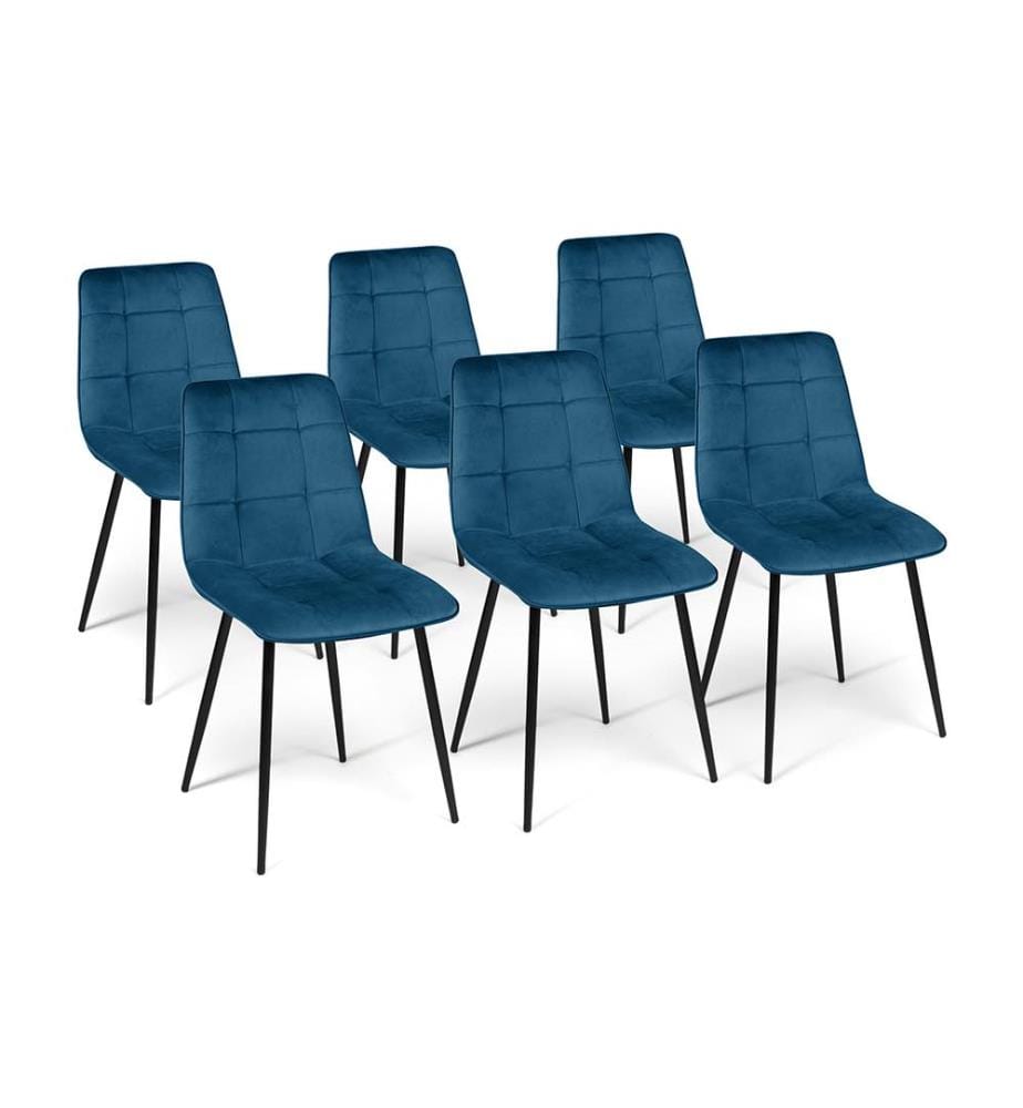 Lot de 6 Chaises Linda 46 x 55 x 88 cm - Bleu