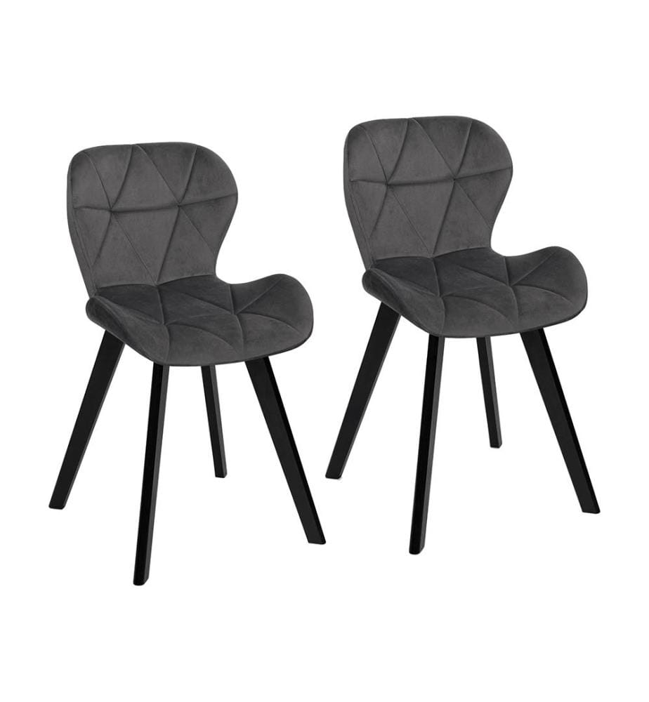 Lot de 2 Chaises Contemporaines Daisy Assise Matelassée - Gris