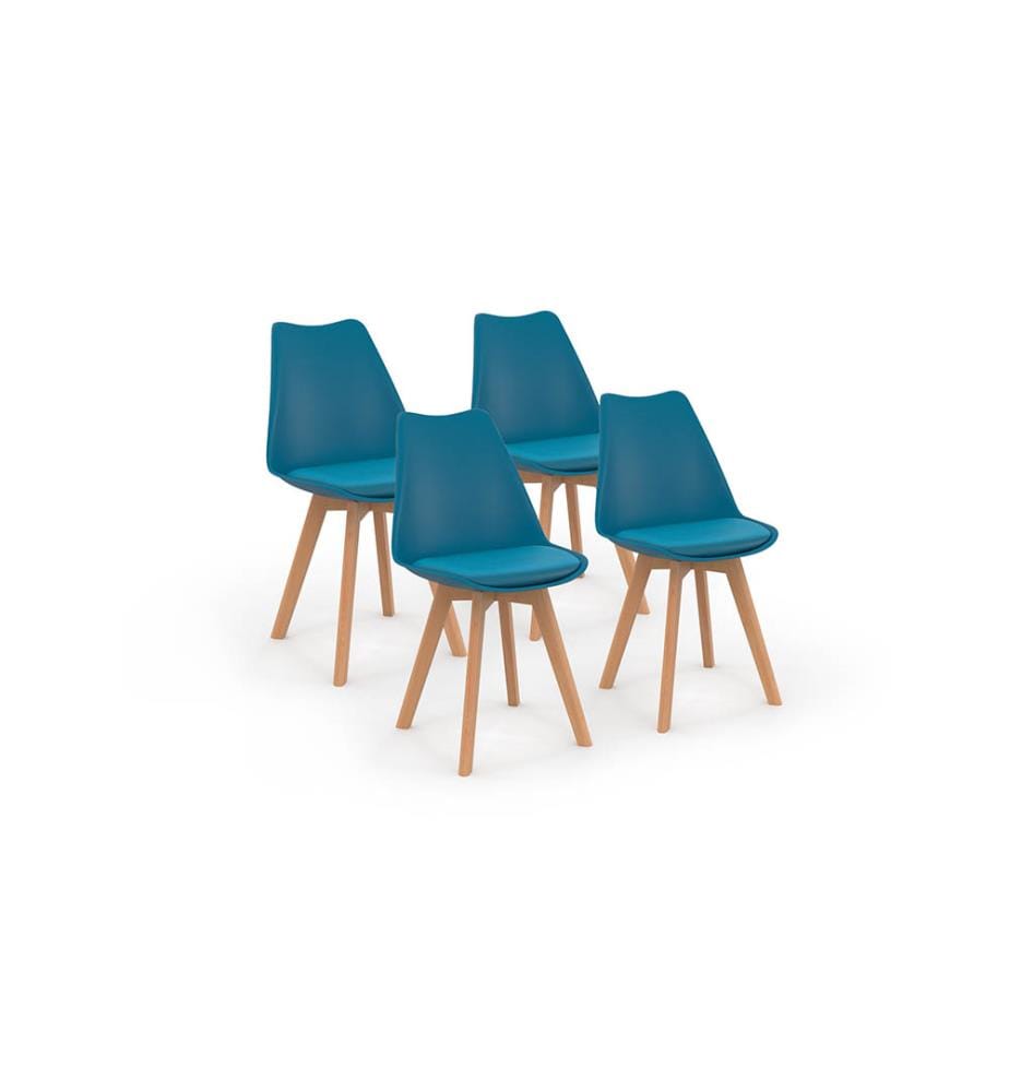 Lot de 4 Chaises Nordia 46 x 51 x 79.5 cm - Bleu & Brun