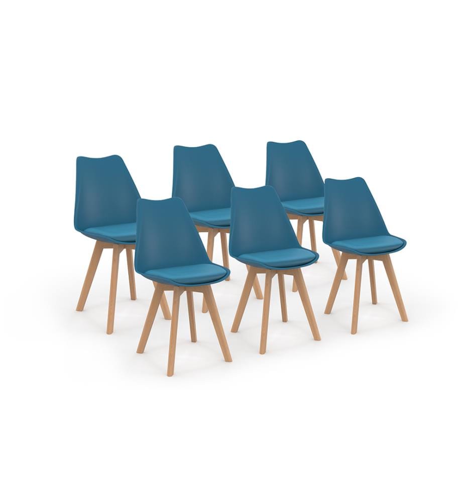 Lot de 6 Chaises Nordia 46 x 51 x 79.5 cm - Bleu